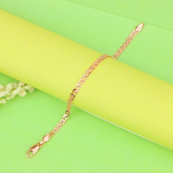 "Classic Rose Gold Chain Anklet, Bold Look, High Shine Finish, XPAL1173 - Picture 6 of 12